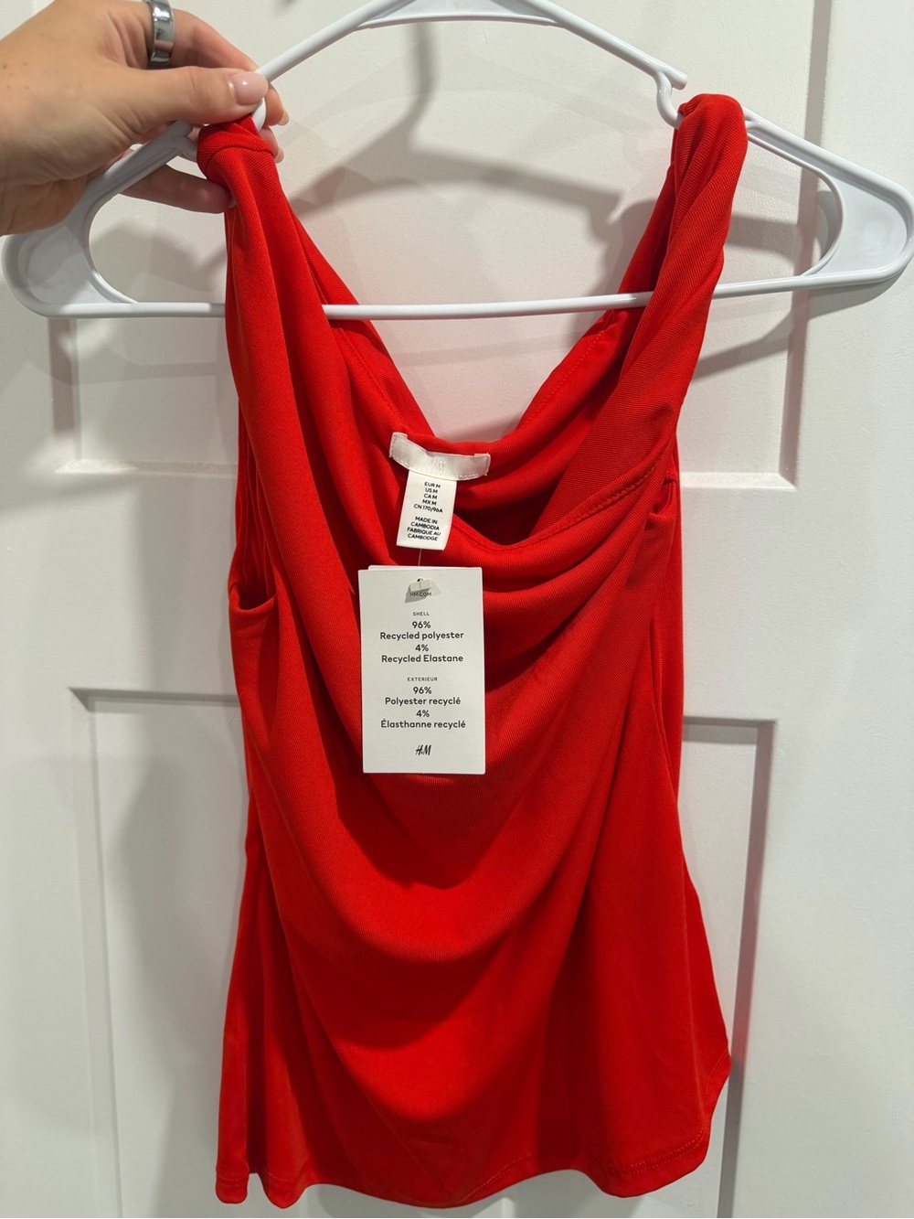 H&M Bright Red Draped Cowl Tank